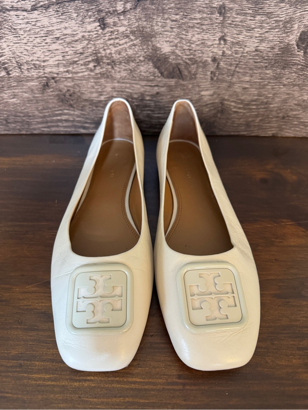Tory Burch Cream Leather Grace Ballet Flats